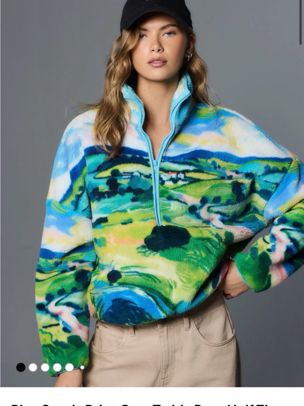 NEXT women’s Relaxed Half-Zip Fleece Pullover Jacket - Landscape Print. NWOT.